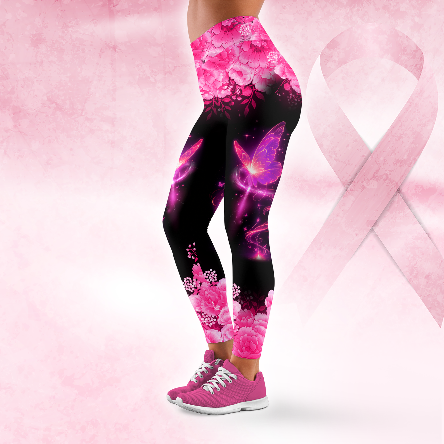 Pink Butterfly Ribbon of Hope - Combo Legging Tanktop Breast Cancer Awareness