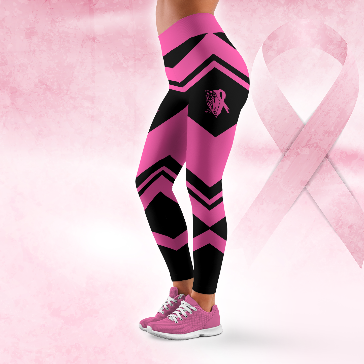 Personalized Stronger Than Cancer - Combo Legging Tanktop Breast Cancer Awareness