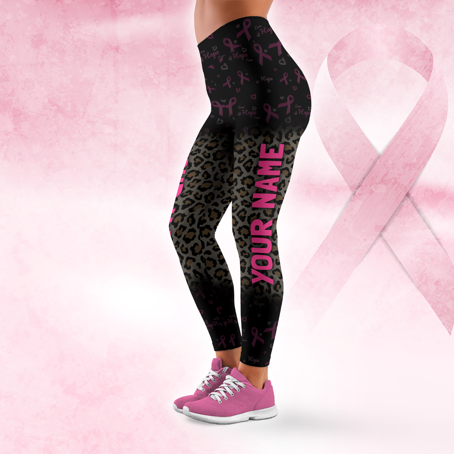 Personalized My God Is Stronger Than Cancer Awareness Combo Legging + Tanktop, Custom Choo