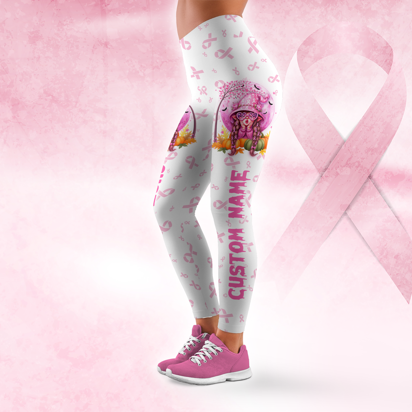 Personalized Breast Cancer Awareness Leggings Set, Custom Choo