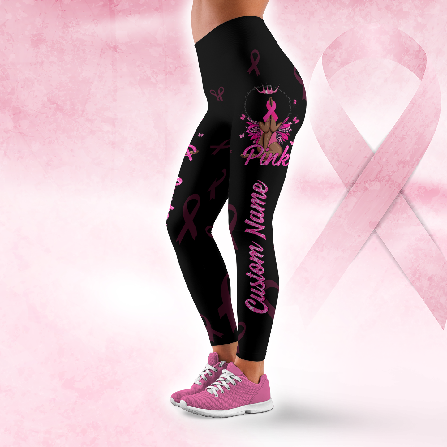 Personalized In October We Wear Pink Black Queen - Breast Cancer Awareness Shirt, Custom Choo