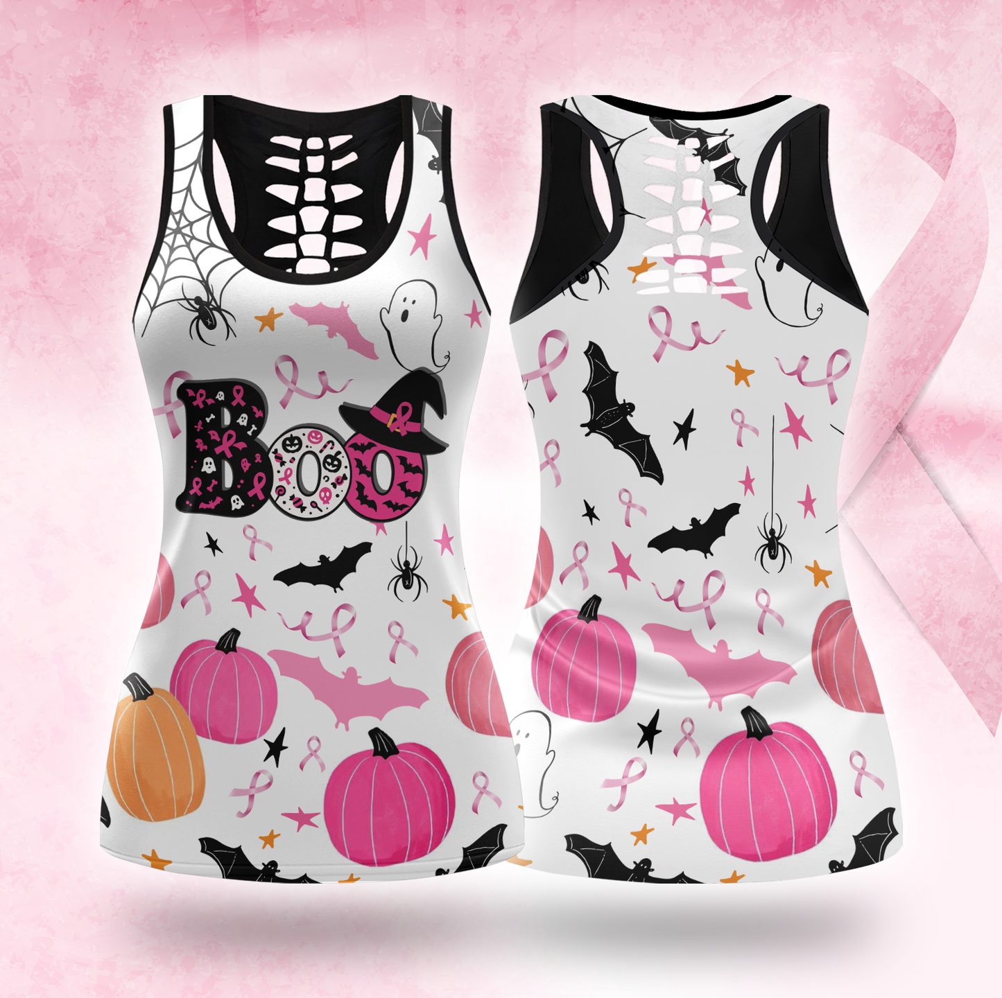 Boo! Pink Ribbon Halloween Activewear – Support Breast Cancer Awareness, Custom Choo