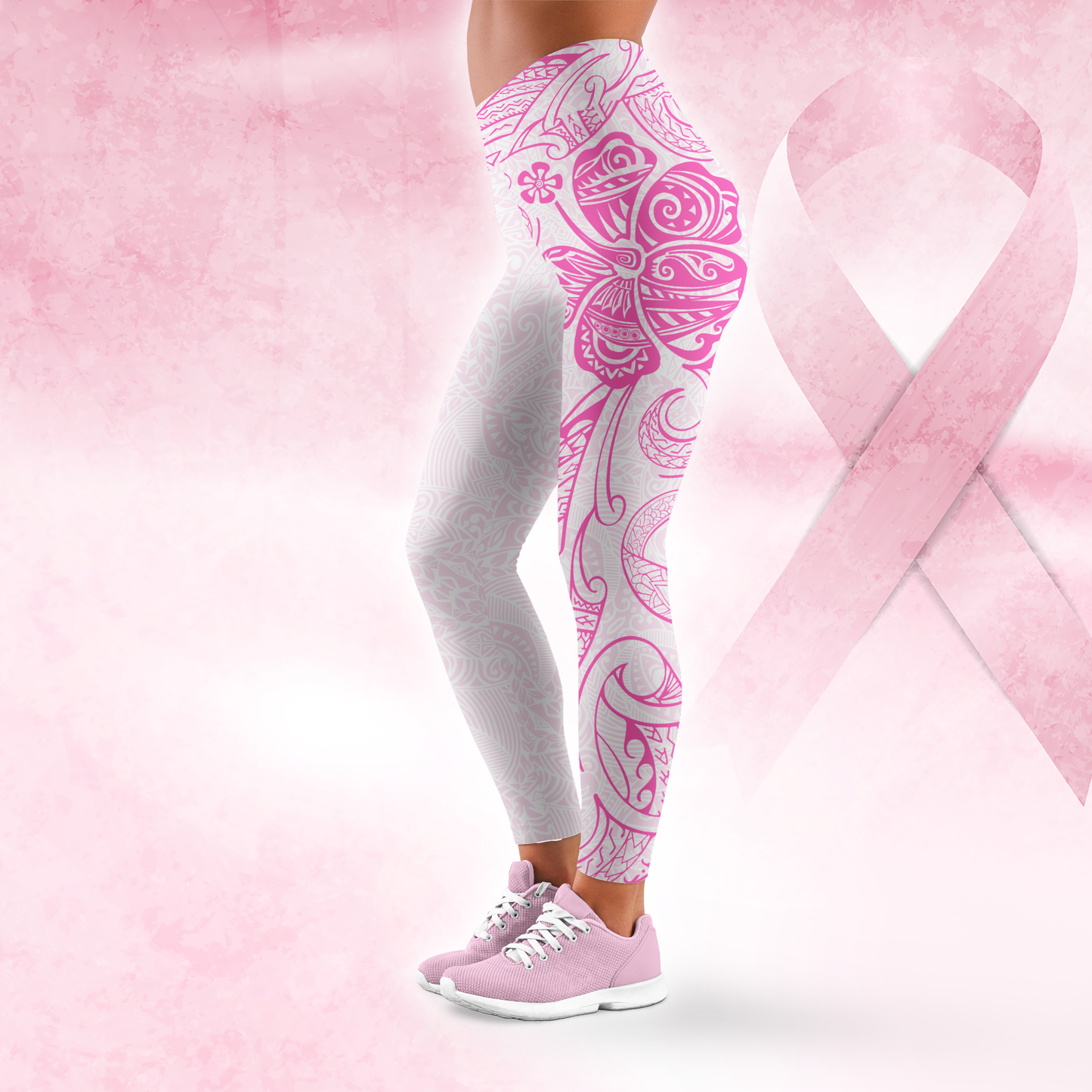 Custom Name Maori Pattern - Combo Legging Breast Cancer Awareness