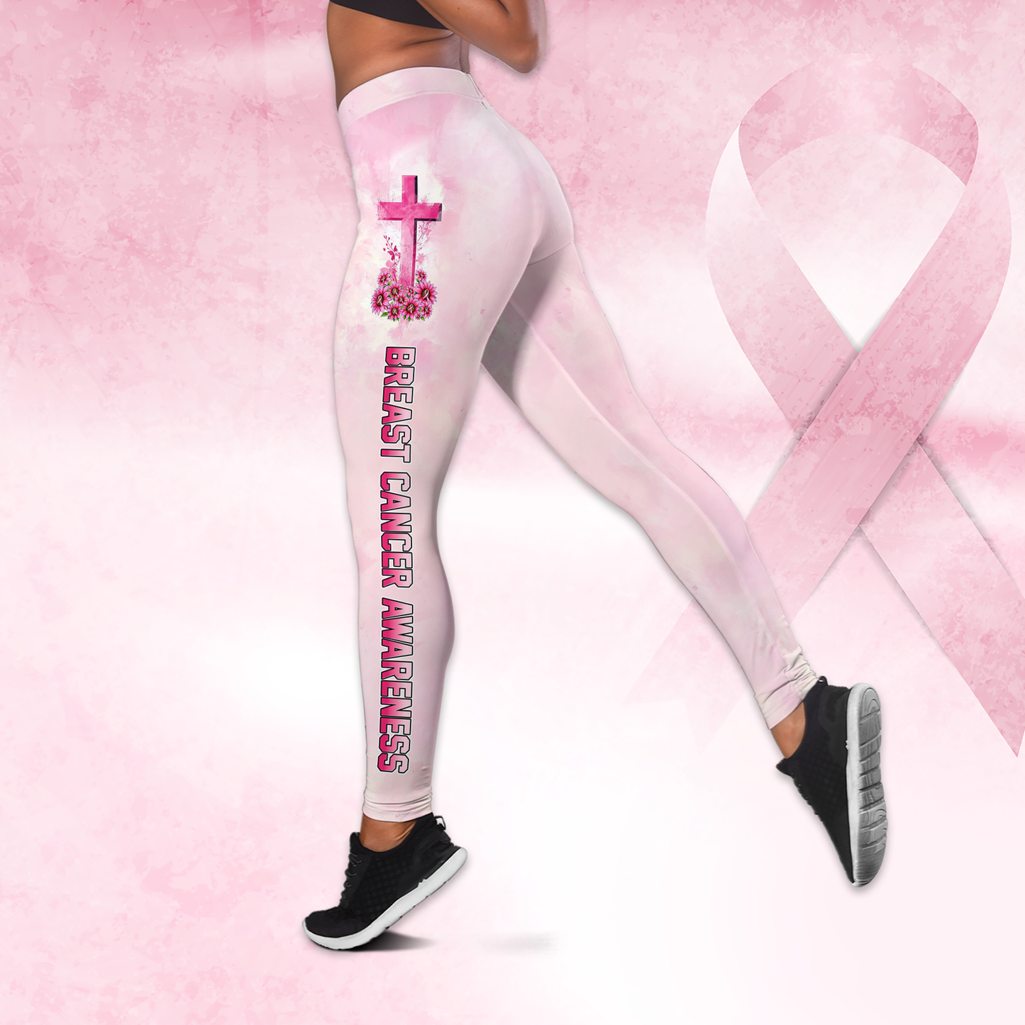 By God's Grace, He Save Me - Combo Legging Breast Cancer Awareness