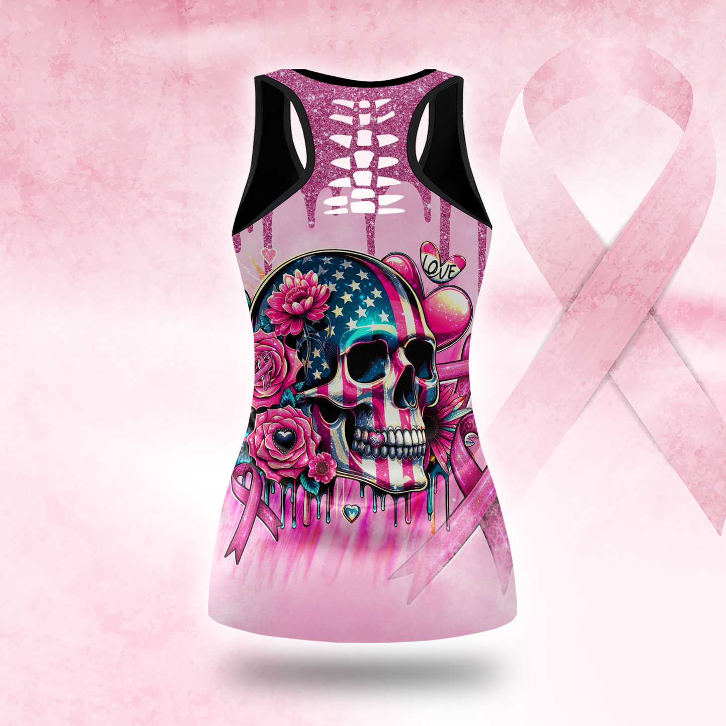 Fight Like A Girl, Breast Cancer Skull - Combo Legging Breast Cancer Awareness, Custom Choo