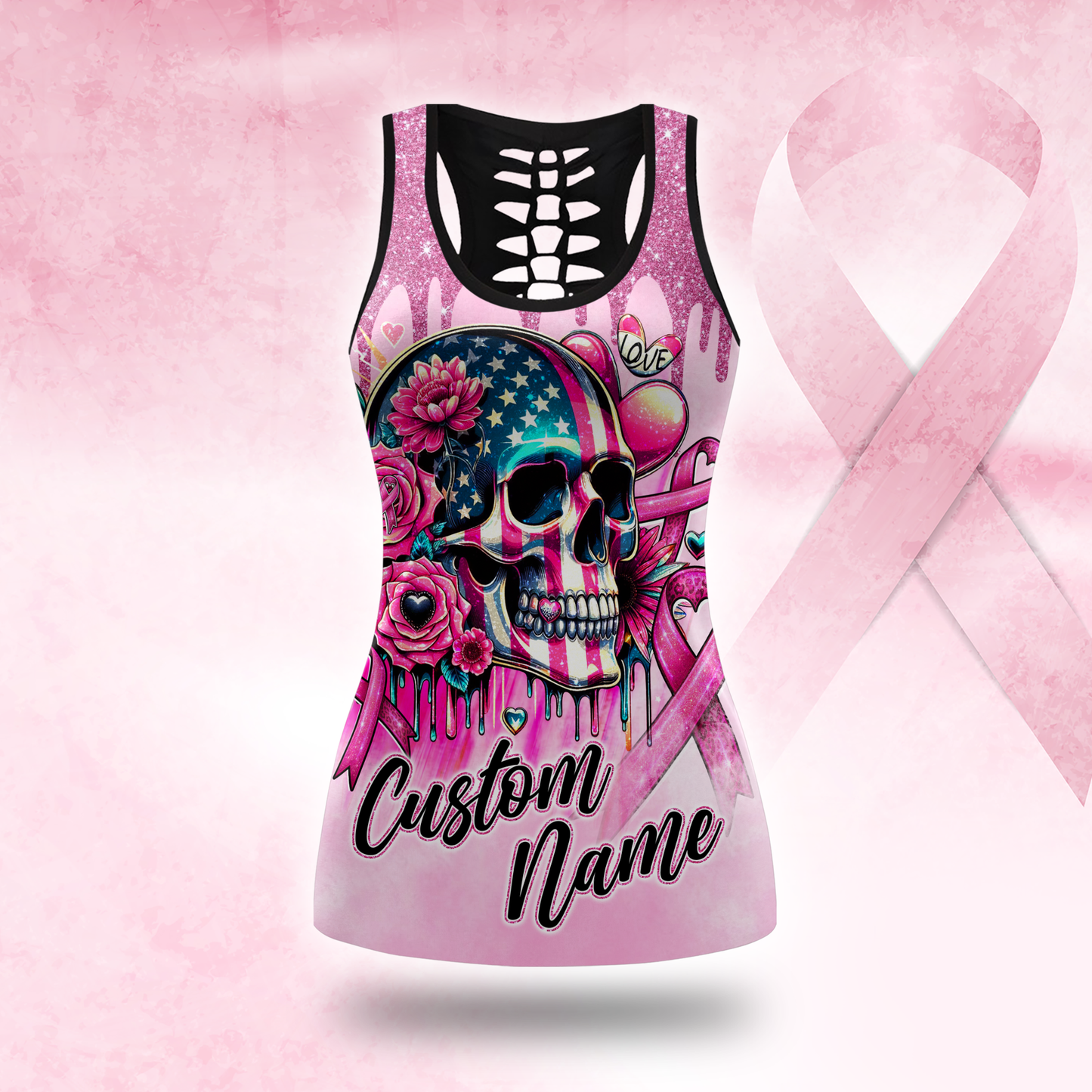 Fight Like A Girl, Breast Cancer Skull - Combo Legging Breast Cancer Awareness, Custom Choo
