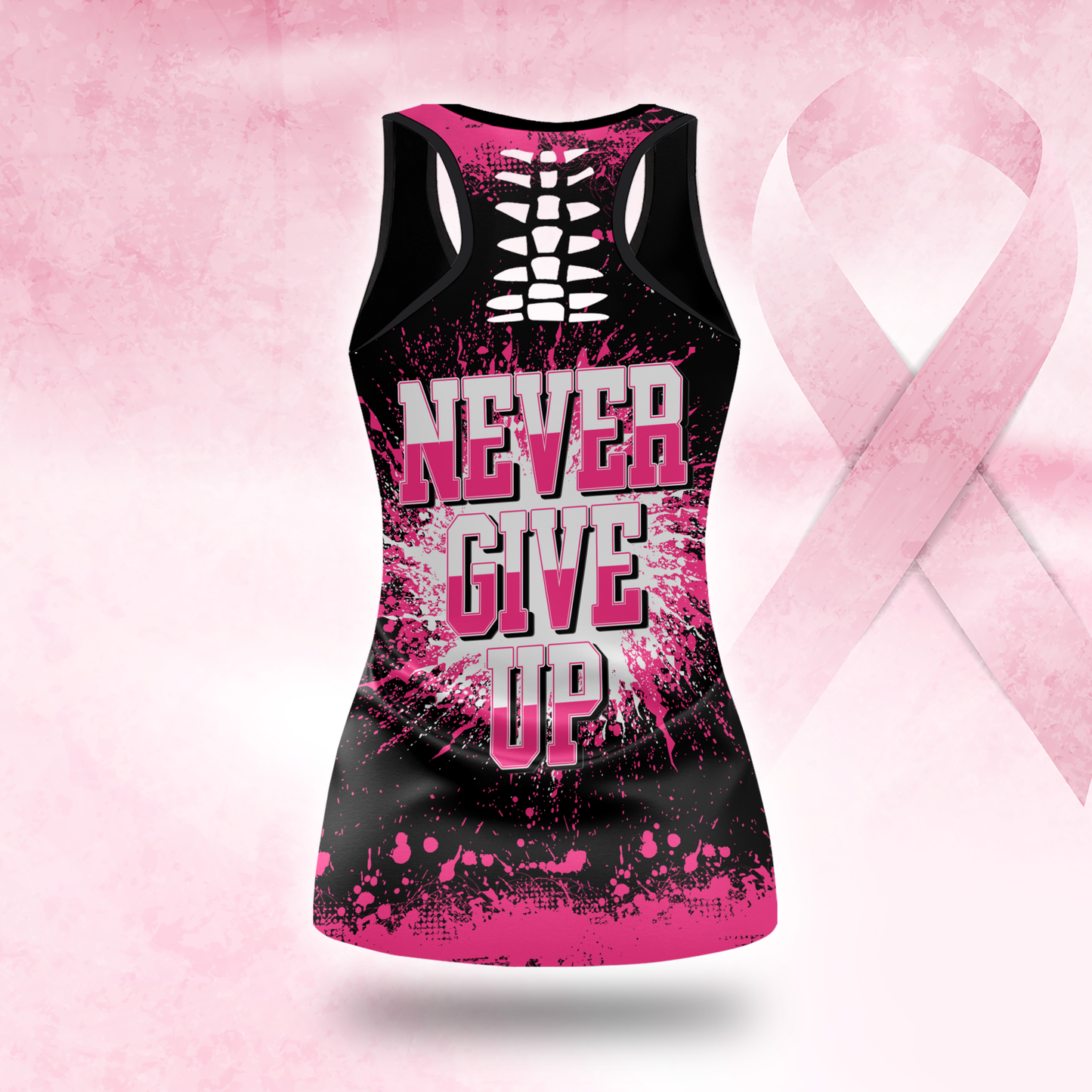 Custom Pink Out Combo – Breast Cancer Awareness Football Tank Top & Leggings Set