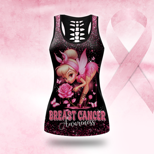 Pink Fairy Fight Like a Girl - Combo Legging Breast Cancer Awareness, Custom Choo