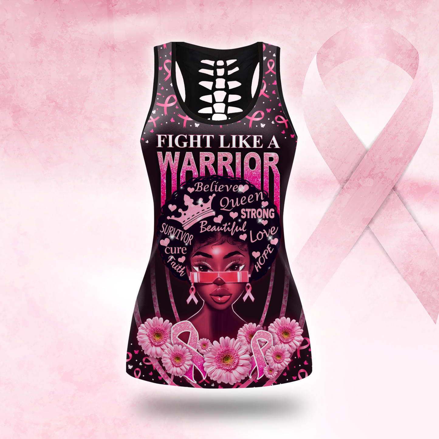 Fight Like A Warrior - Combo Legging Tanktop Breast Cancer Awareness