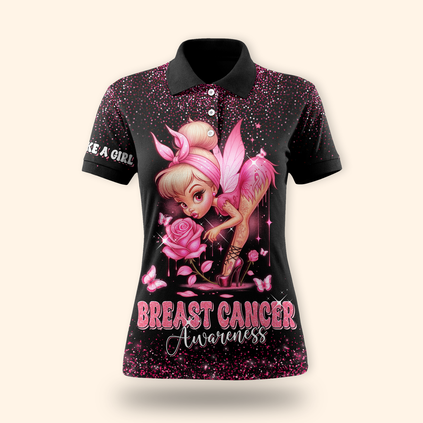 Pink Fairy Fight Like A Girl - Breast Cancer Awareness Shirt