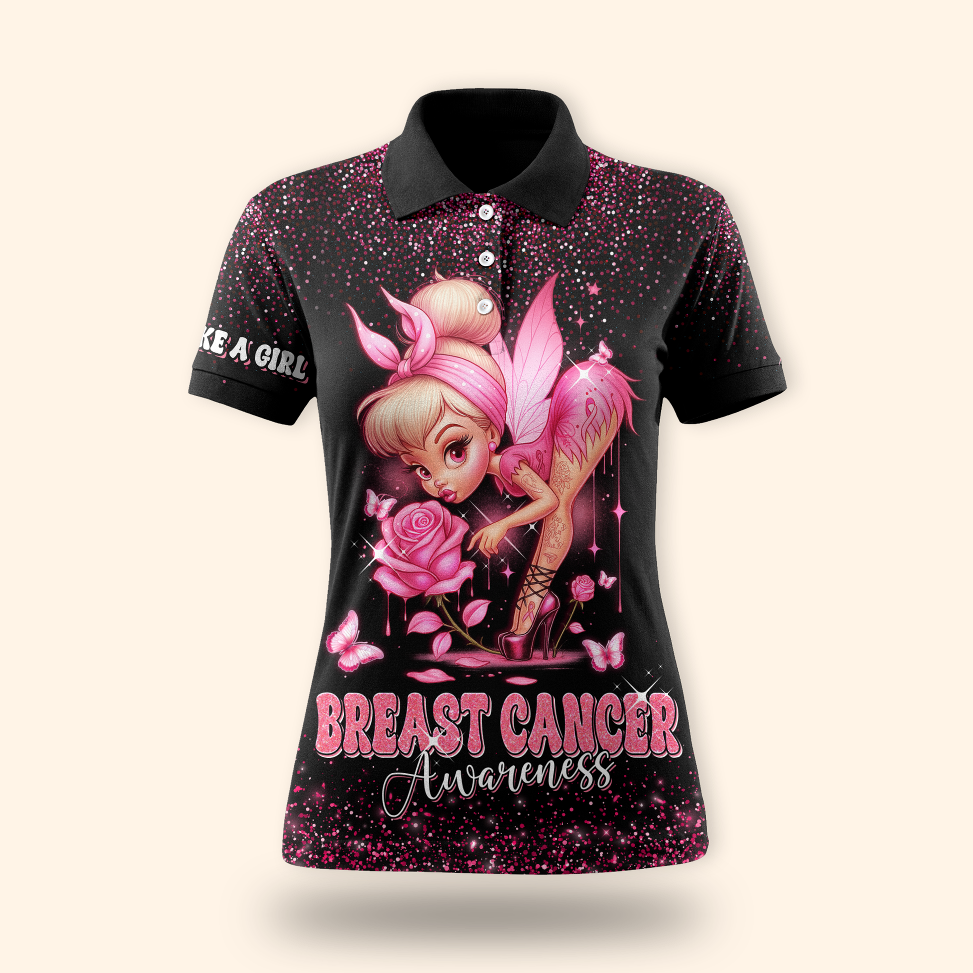 Pink Fairy Fight Like A Girl - Breast Cancer Awareness Shirt, Custom Choo