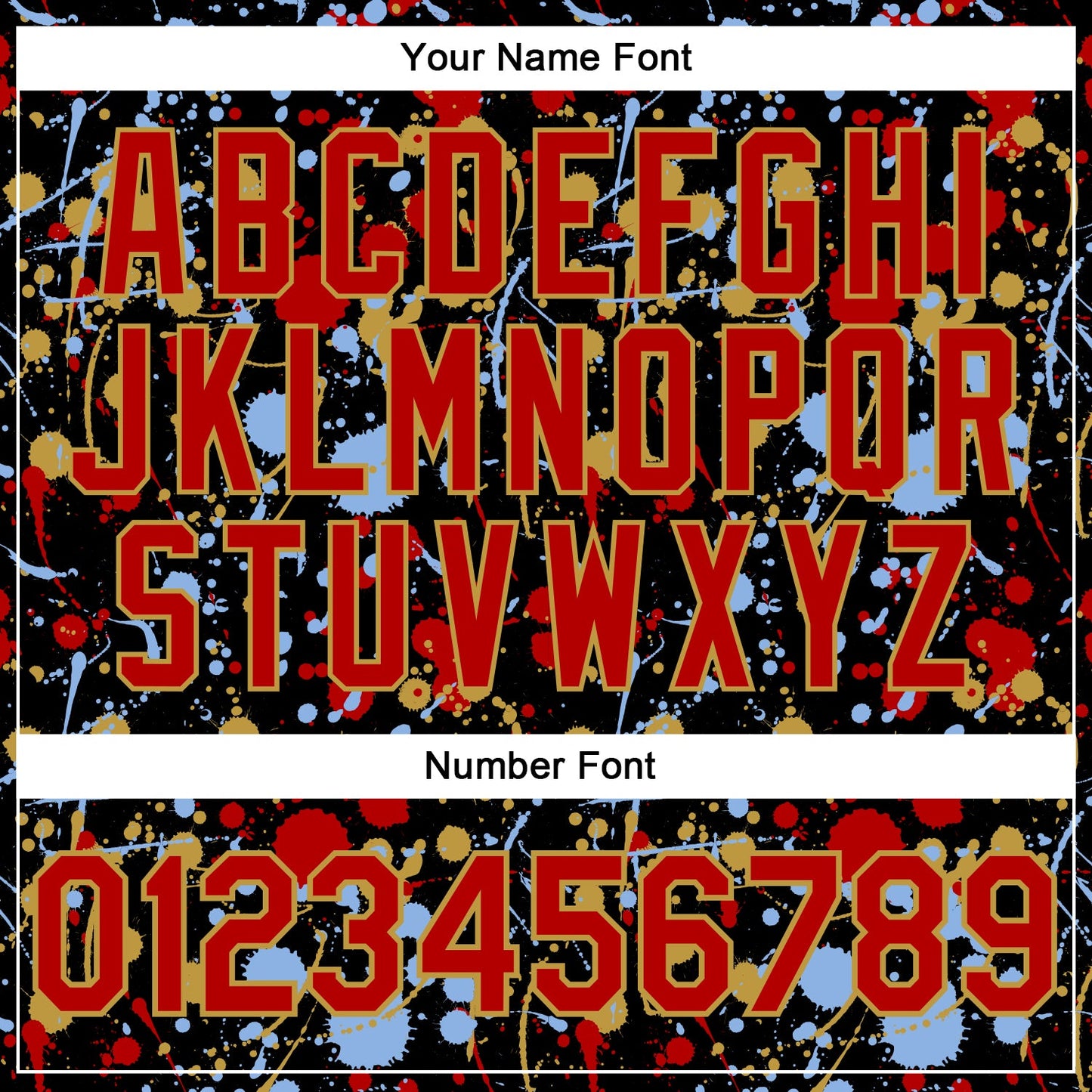 Custom Graffiti Pattern Red Black Light Blue-Old Gold Vibrant Multi-Color Abstract Splatter Performance Polo Shirt