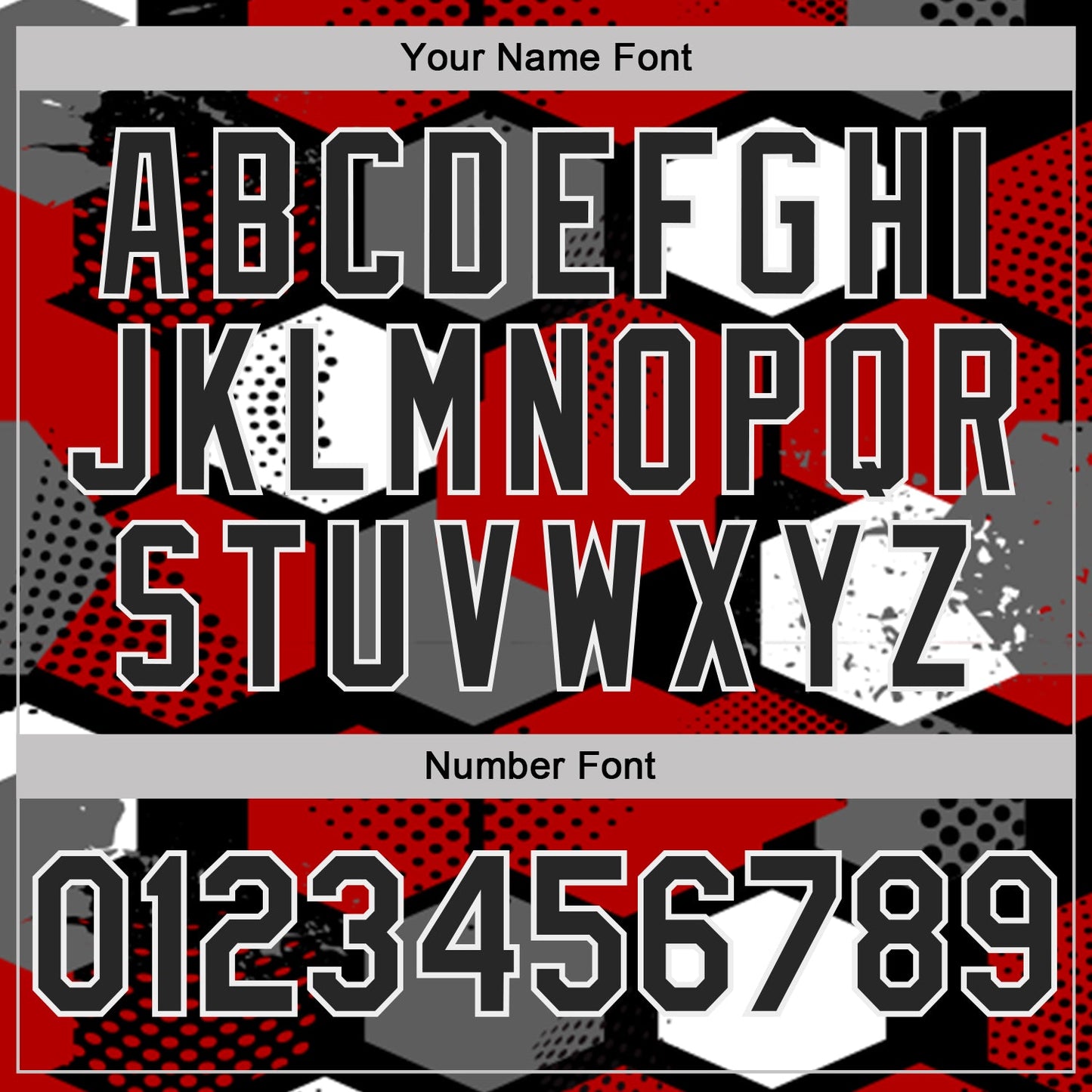 Custom Red Black Gray-White Modern Geometric Tech Hexagon Grid Performance Polo Shirt