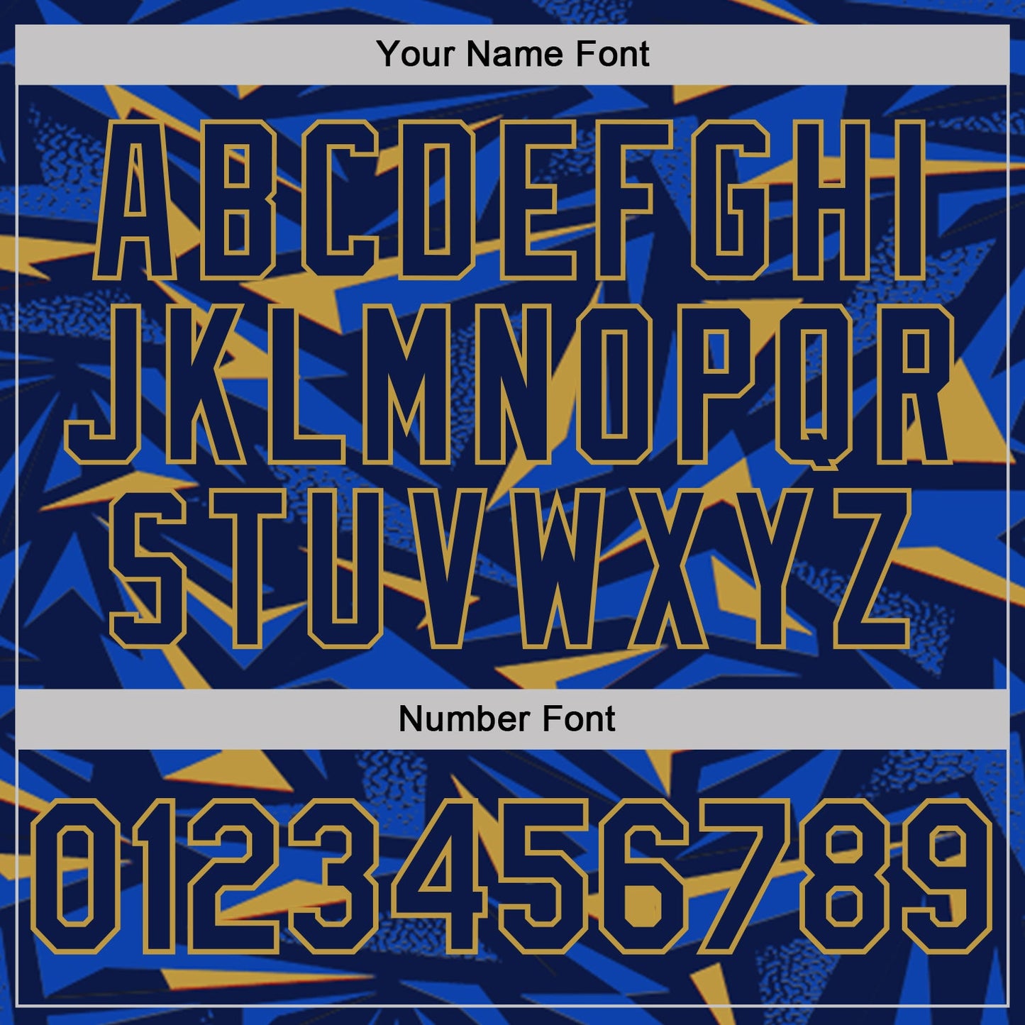 Custom Navy Thunder Blue-Old Gold Cyber Mecha E-sport Geometric Shards Spike Performance Polo Shirt