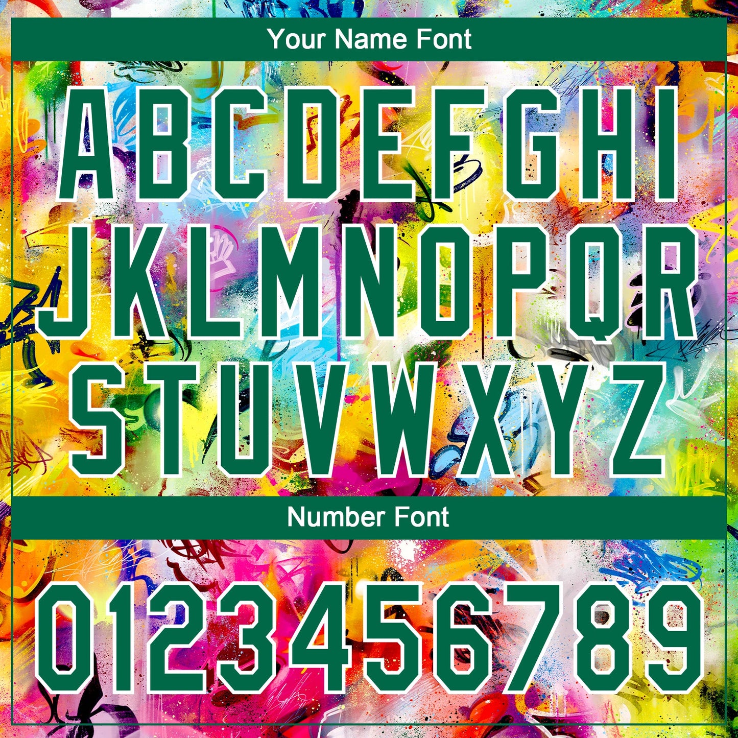 Custom Graffiti Pattern Kelly Green-White Vibrant Multi-Color Street Style Two-Button Unisex Softball Jersey