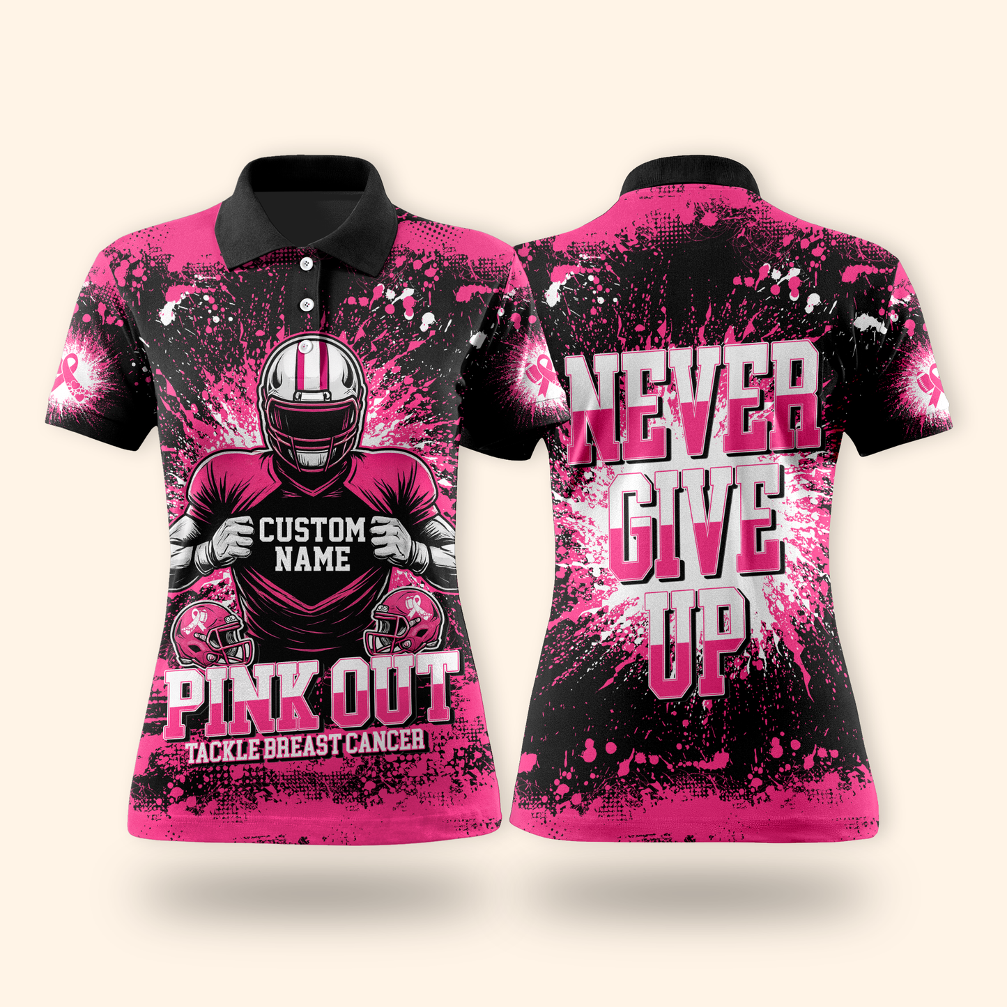 Custom Pink Out Hoodie – Breast Cancer Awareness Football Sweatshirt