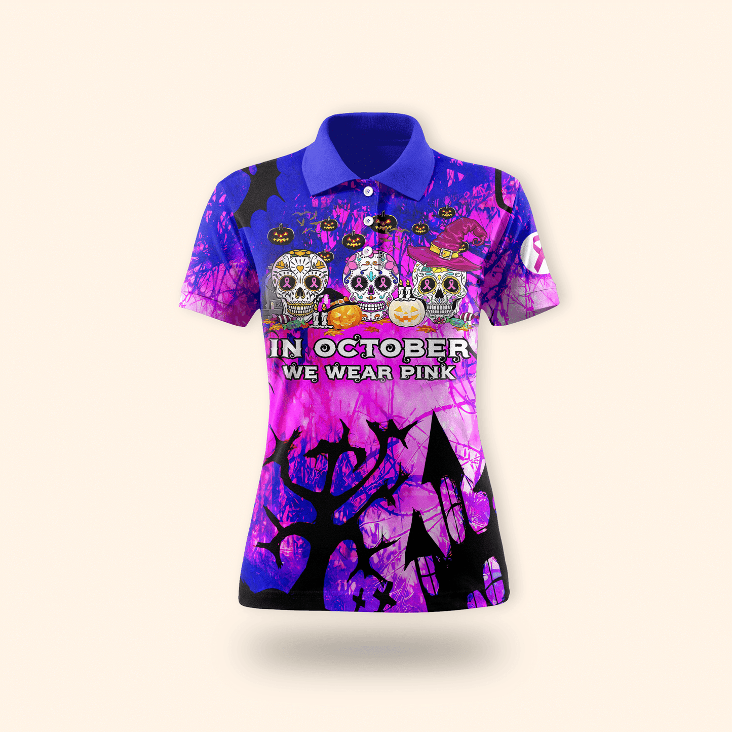 "In October We Wear Pink" Sugar Skull - Breast Cancer Awareness shirt