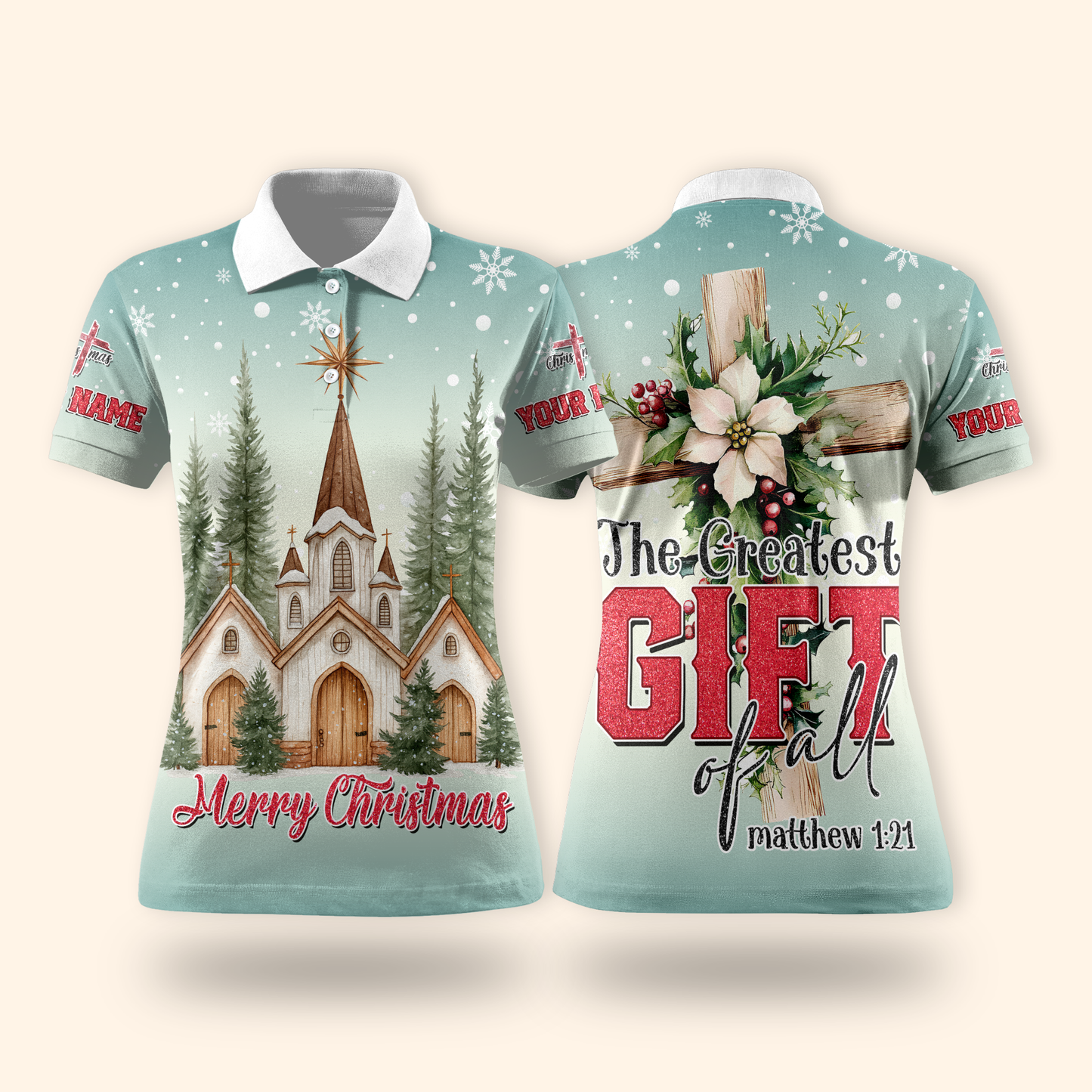 Christian Christmas Hoodie – The Greatest Gift of All Matthew 1:21, Personalized Faith Hoodie