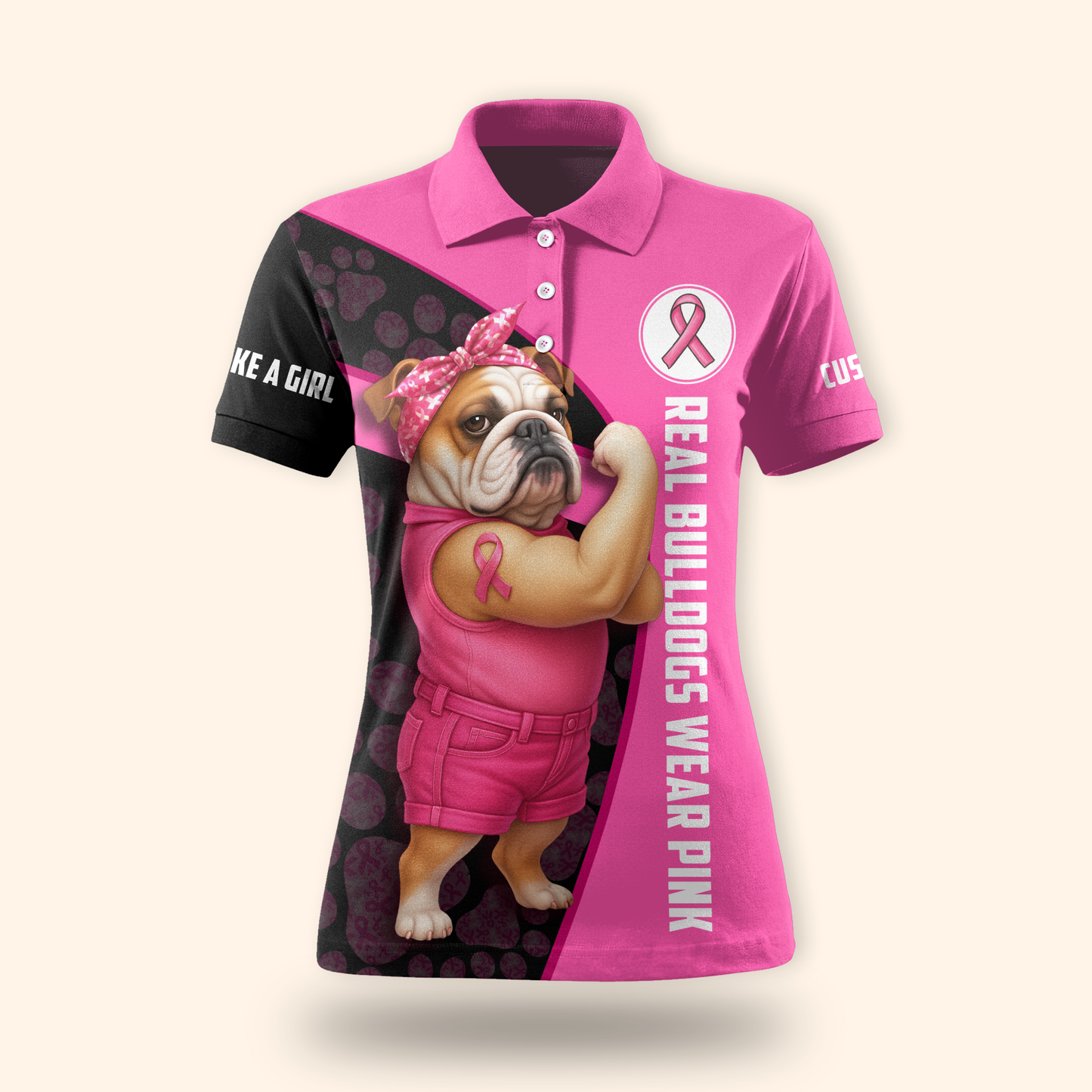 Personalized Real Bulldogs Wear Pink - Breast Cancer Awareness Shirt