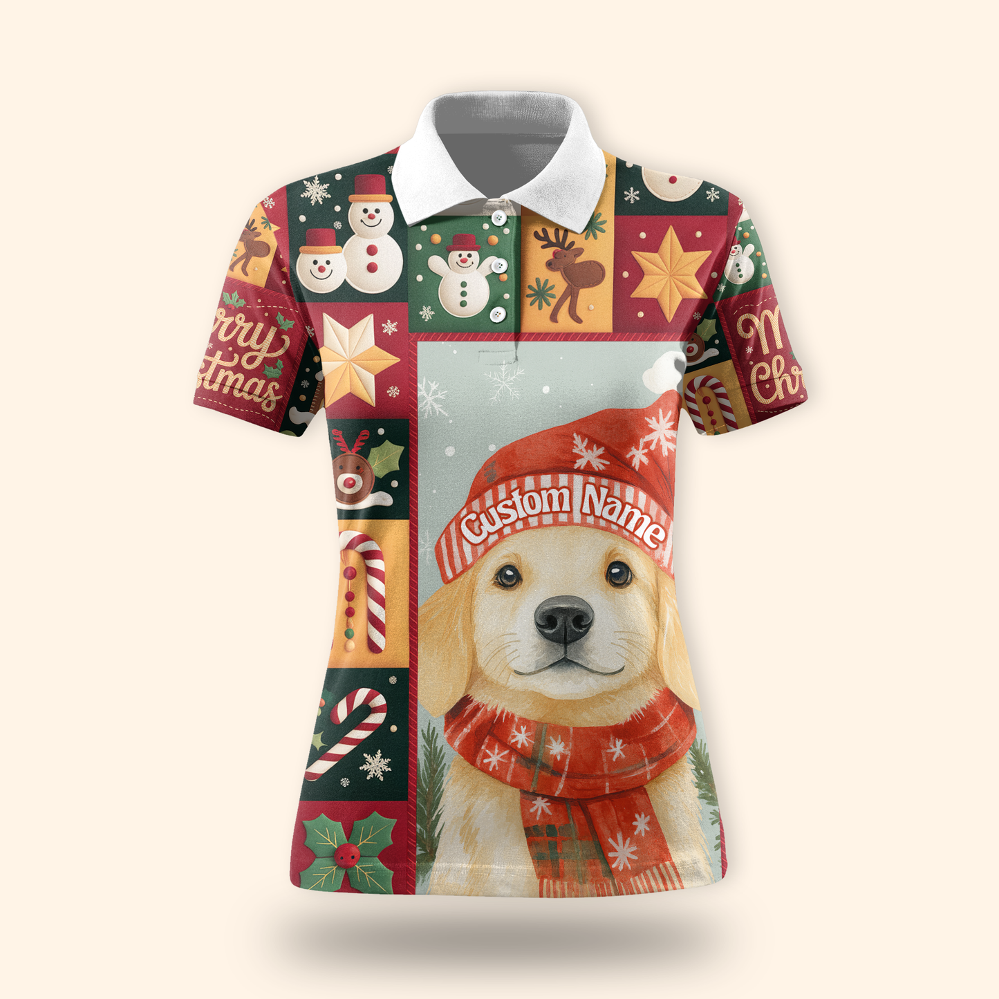 Merry Christmas Dog Hoodie – Golden Retriever in Santa Hat, Personalized Pet Lover Gift