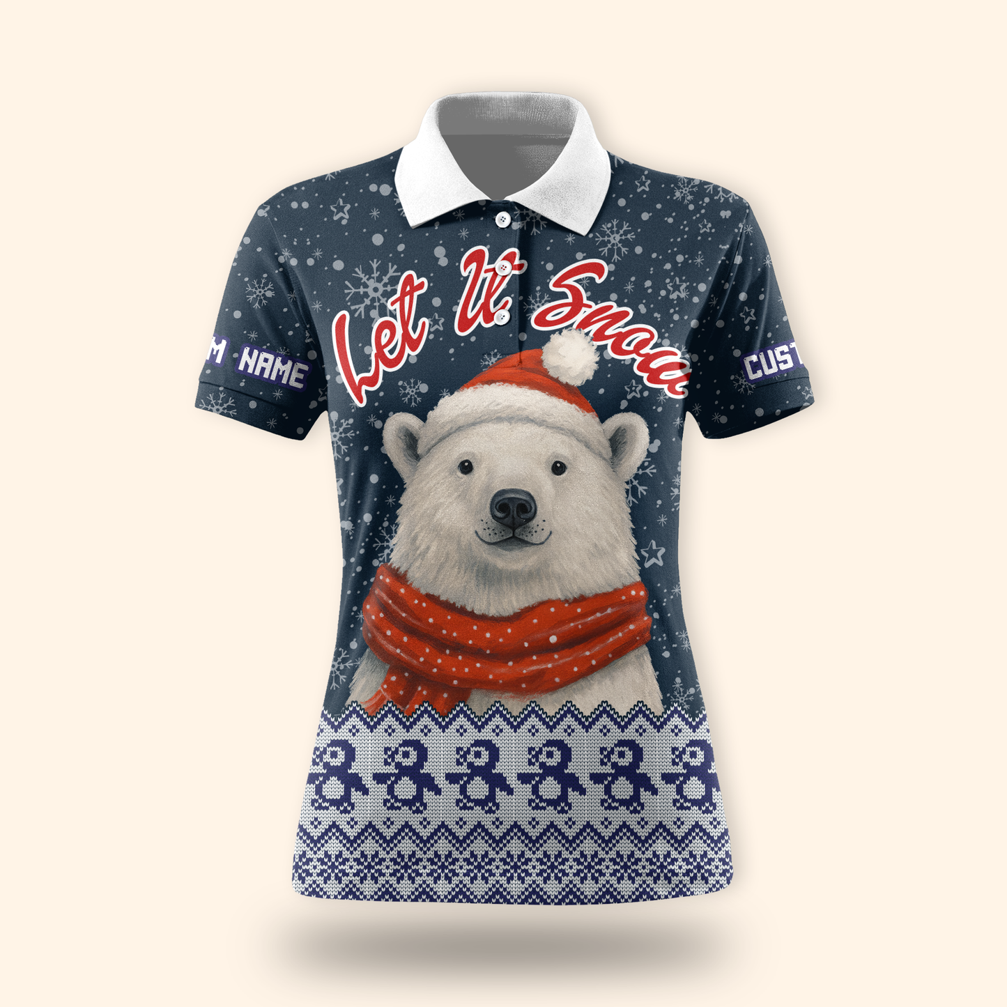 Let It Snow Hoodie – Cute Polar Bear Christmas Hoodie, Personalized Name Winter Gift