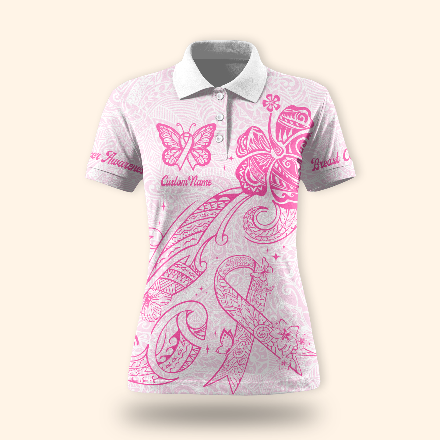 Custom Name Maori Pattern - Breast Cancer Awareness Shirt