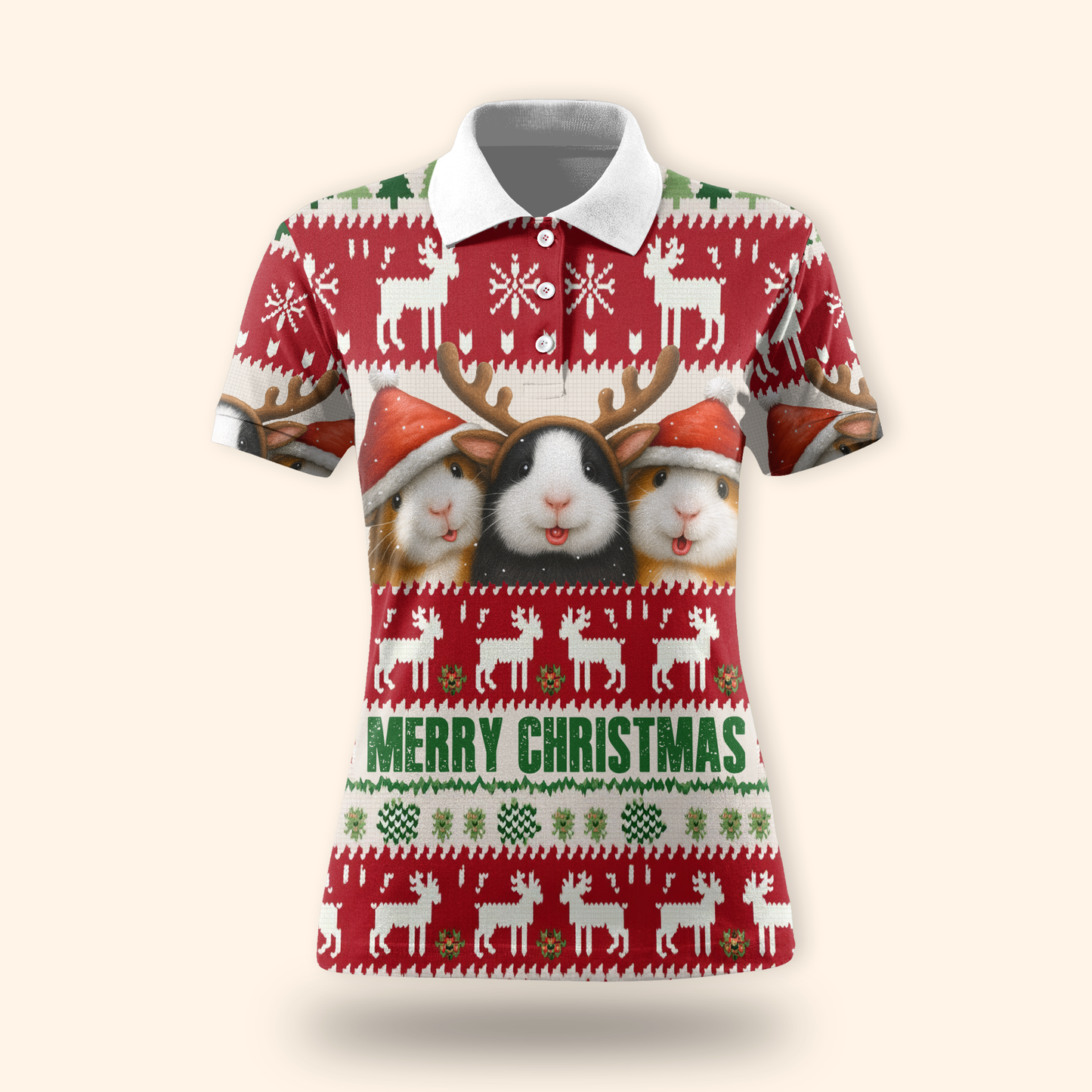 Funny Guinea Pig Christmas Hoodie – Merry Christmas Ugly Sweater Style Zip Up