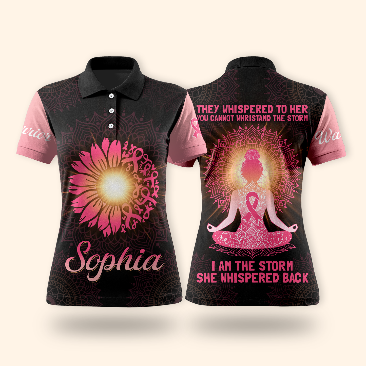 Custom Name Breast Cancer Awareness Hoodie – Warrior Sunflower Yoga Girl Sweatshirt, I Am The Storm Hoodie