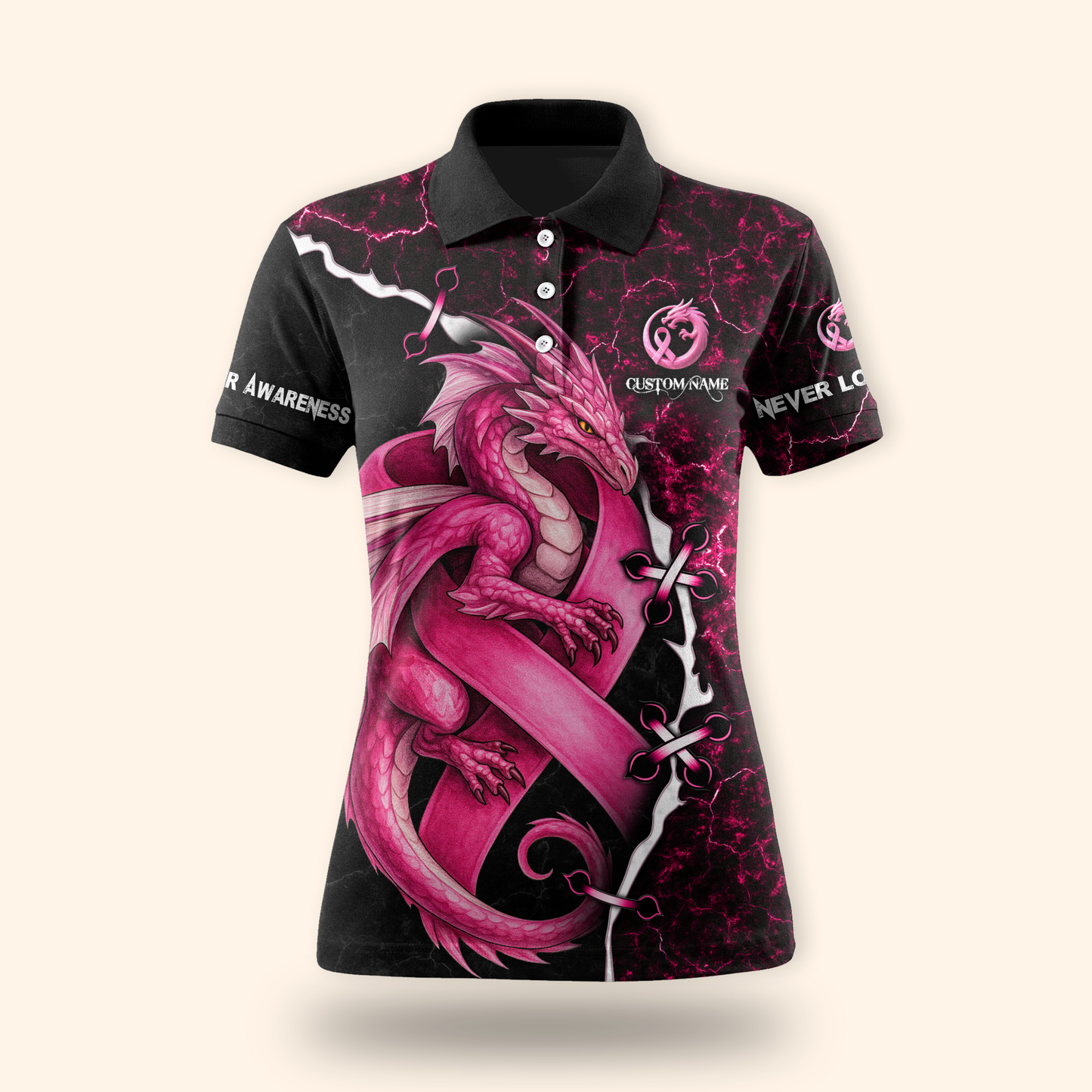 Breast Cancer Awareness Pink Dragon Hoodie – Women’s Gym & Yoga Outfit, Custom Choo