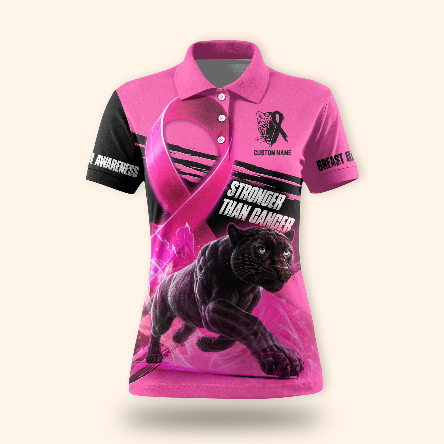 Personalized Stronger Than Cancer Panther - Breast Cancer Awareness Shirt, Custom Choo