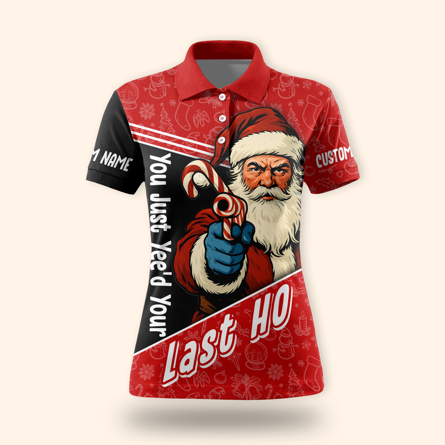 Funny Santa Hoodie – You Just Yeed Your Last Ho, Custom Name Christmas Zip Up, Holiday Humor Hoodie Gift