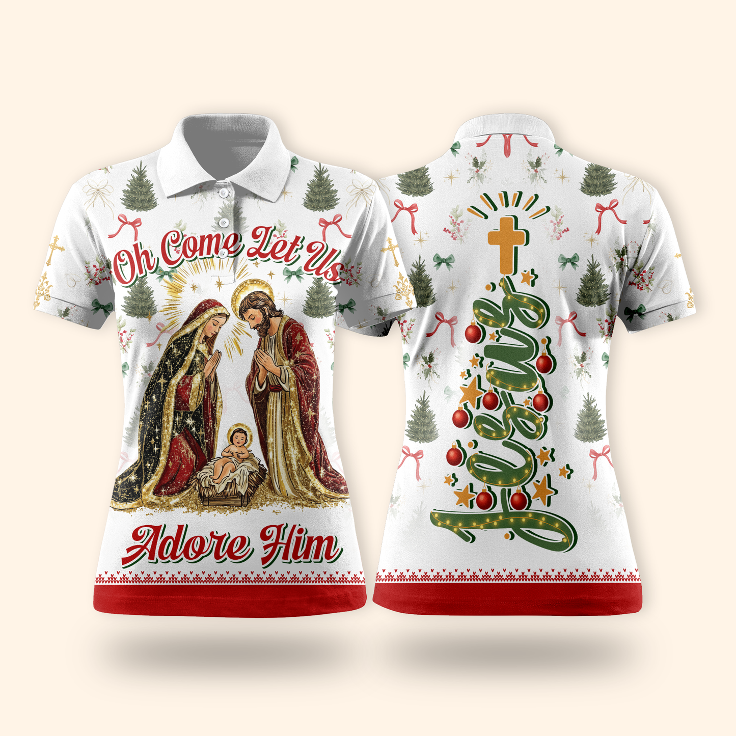 Oh Come Let Us Adore Him Hoodie – Christian Christmas Hoodie with Nativity Scene and Jesus Design