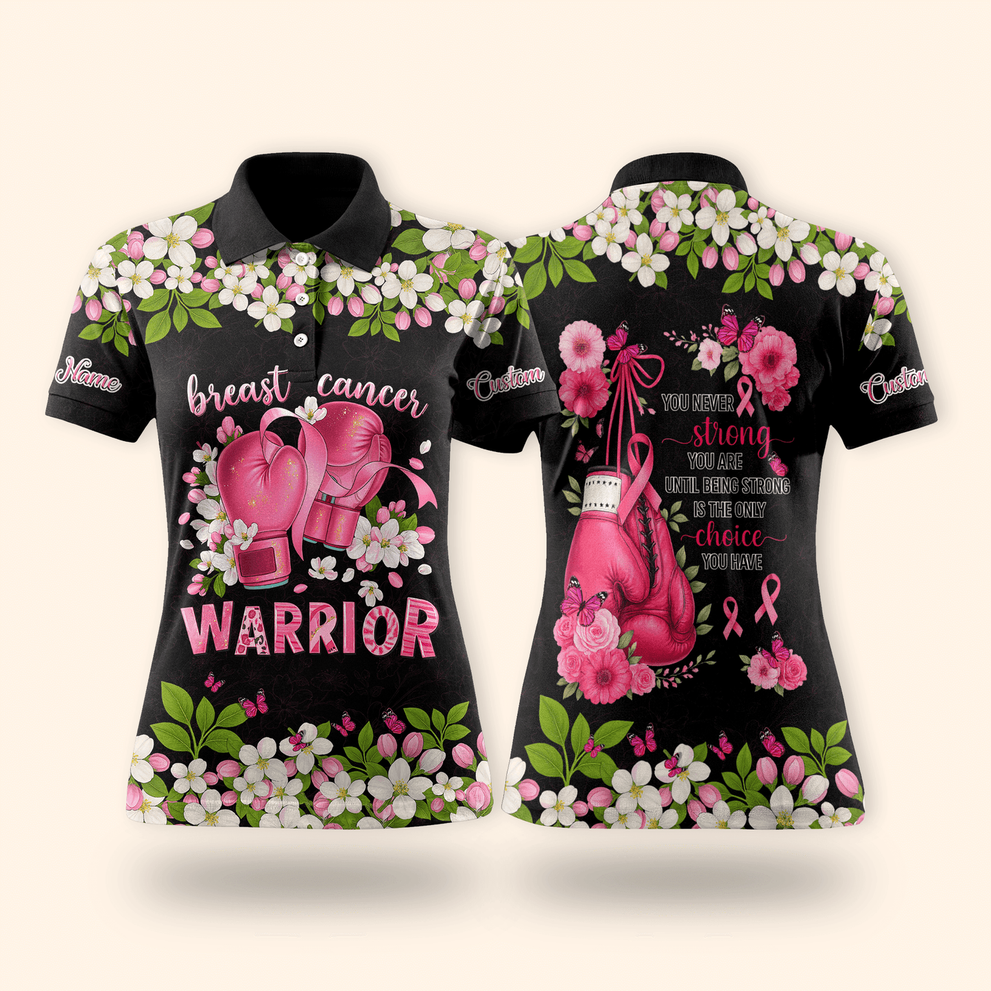 Personalized Floral Fight Like Warrior - Breast Cancer Awareness Shirt