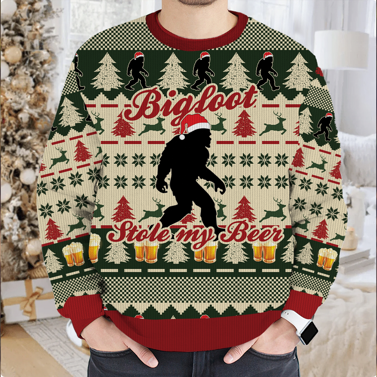 Bigfoot Stole My Beer Christmas Ugly Christmas Sweater