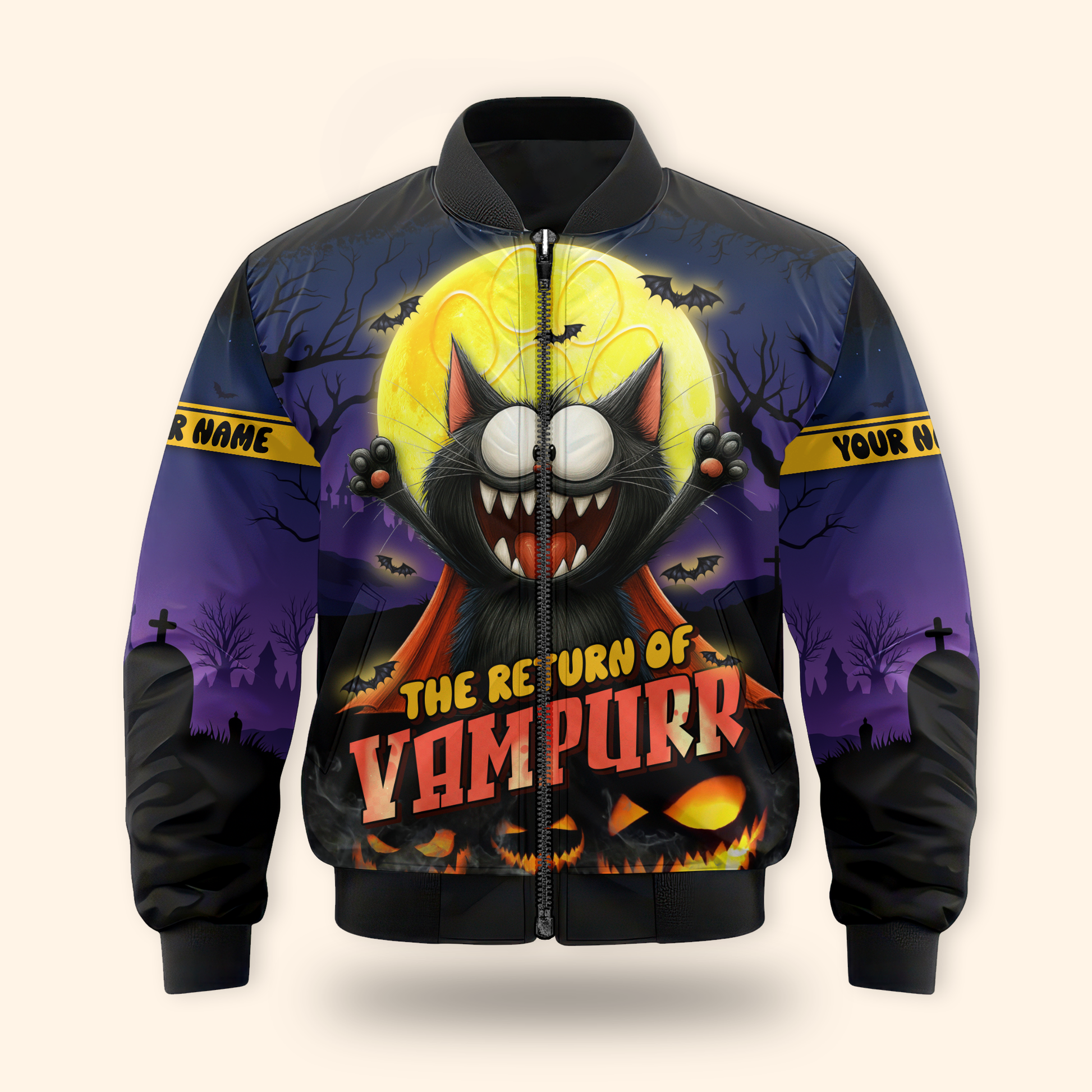 Personalized Vampurr Hoodie – The Return of Vampurr Funny Cat Halloween Zip Up, Custom Choo