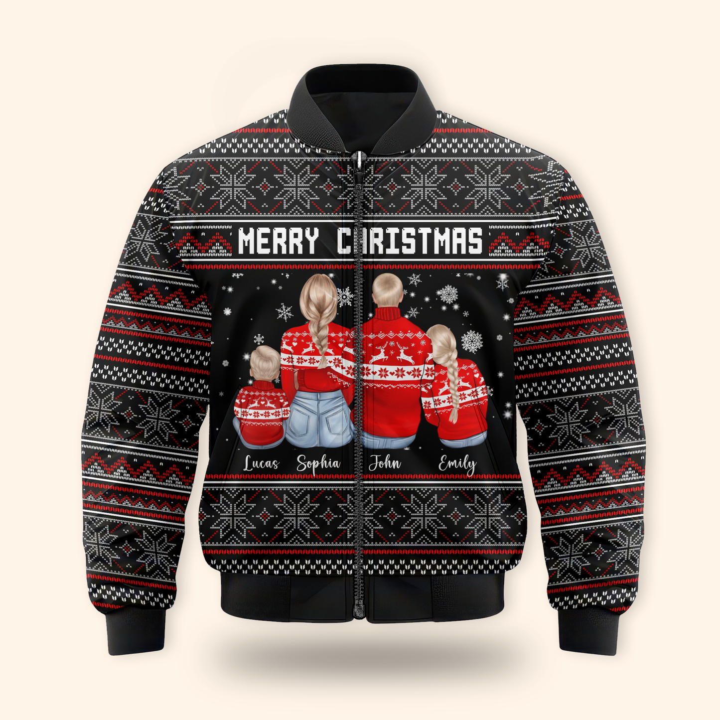 Personalized Family Christmas Hoodie – Custom Name Matching Holiday Outfit