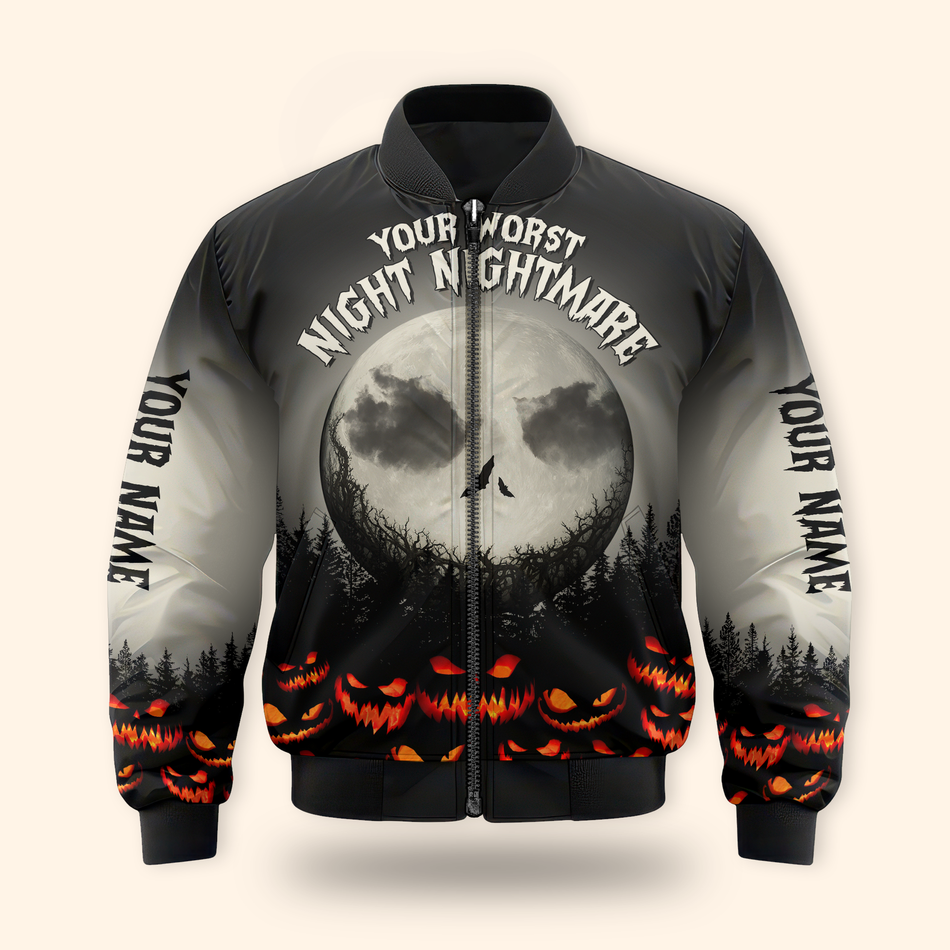 Personalized Halloween Hoodie – Your Worst Nightmare Full Moon Zip Up, Custom Choo