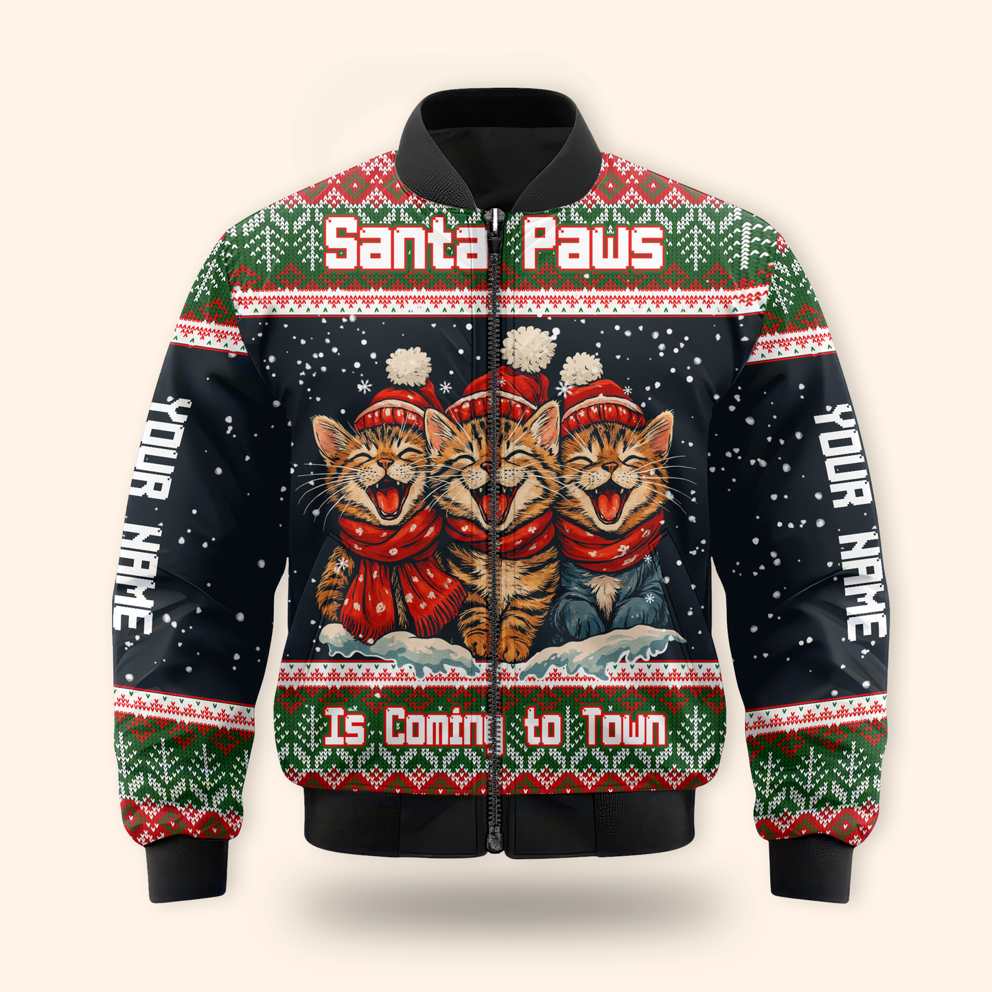 Santa Paws Is Coming to Town Hoodie – Personalized Christmas Cat Hoodie for Cat Lovers