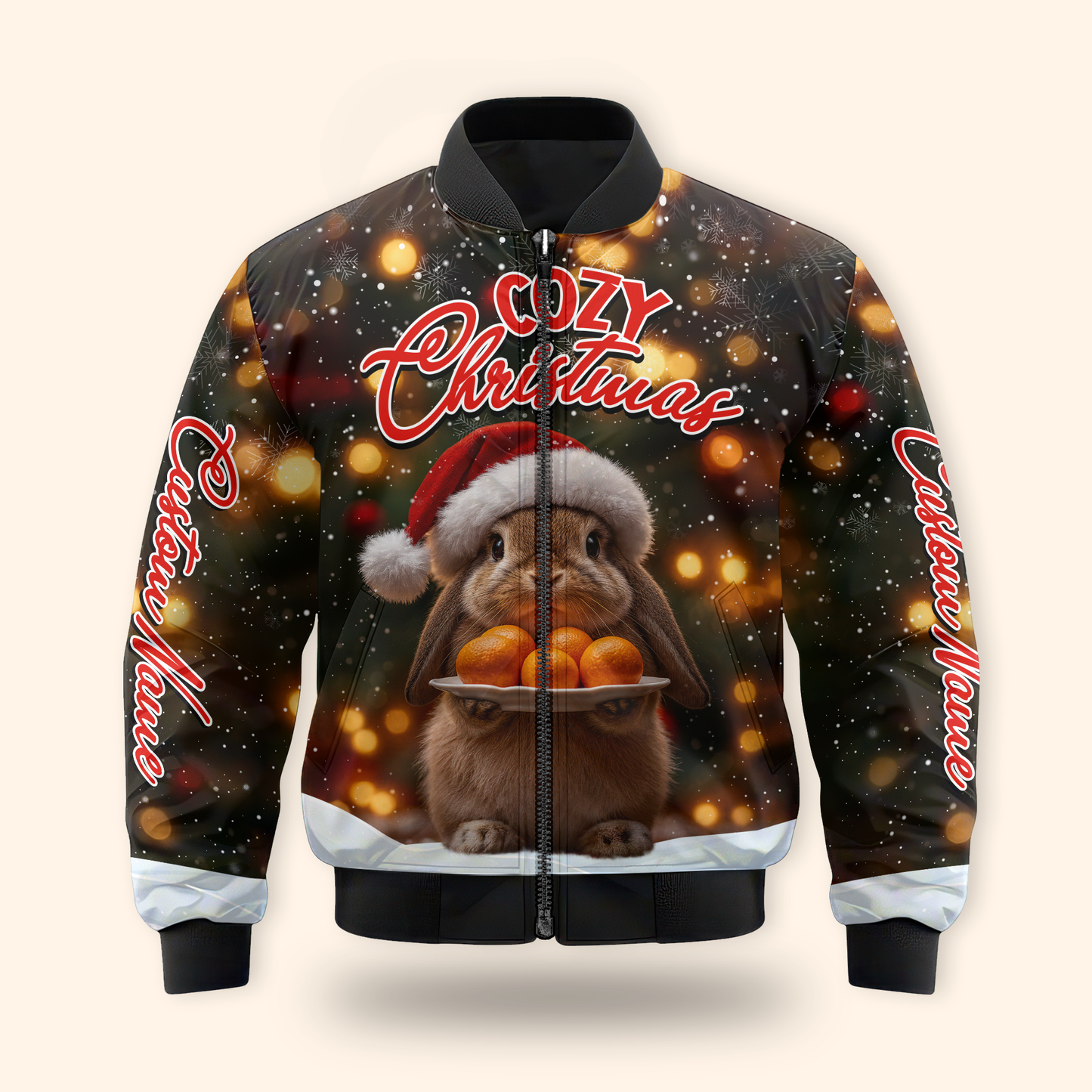 Cozy Christmas Bunny Hoodie – Cute Rabbit Holiday Zip Up