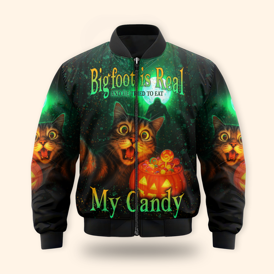 Funny Cat and Bigfoot "My Candy" Halloween shirt, Custom Choo