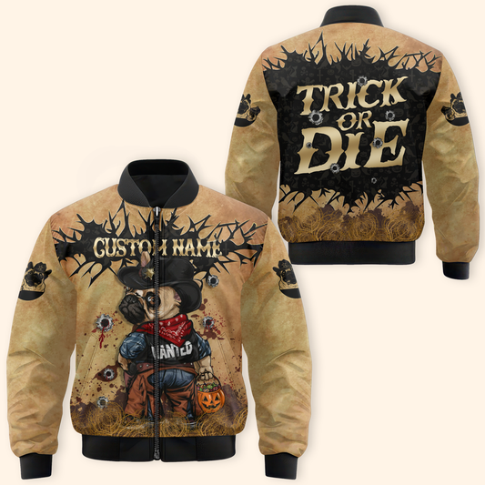 Personalized Trick Or Die Cowboy Pug Dog, Custom Choo