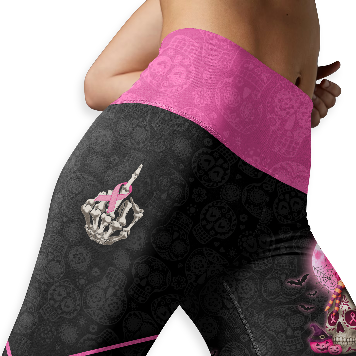Personalized Sugar Skull Fight Like A Girl - Combo Legging Breast Cancer Awareness