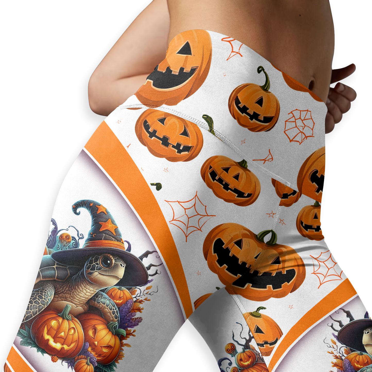 Personalized Turtle Halloween Outfit – Slow But Spooky Pumpkin Tank Top & Leggings Set, Custom Choo