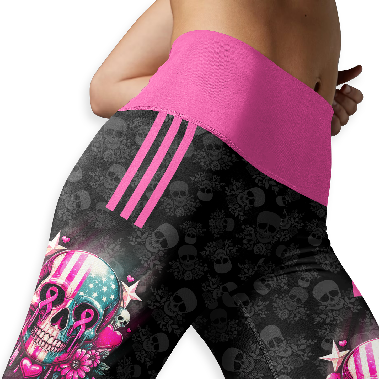 Personalized Breast Cancer Sugar Skull - Combo Legging Tanktop Breast Cancer Awareness