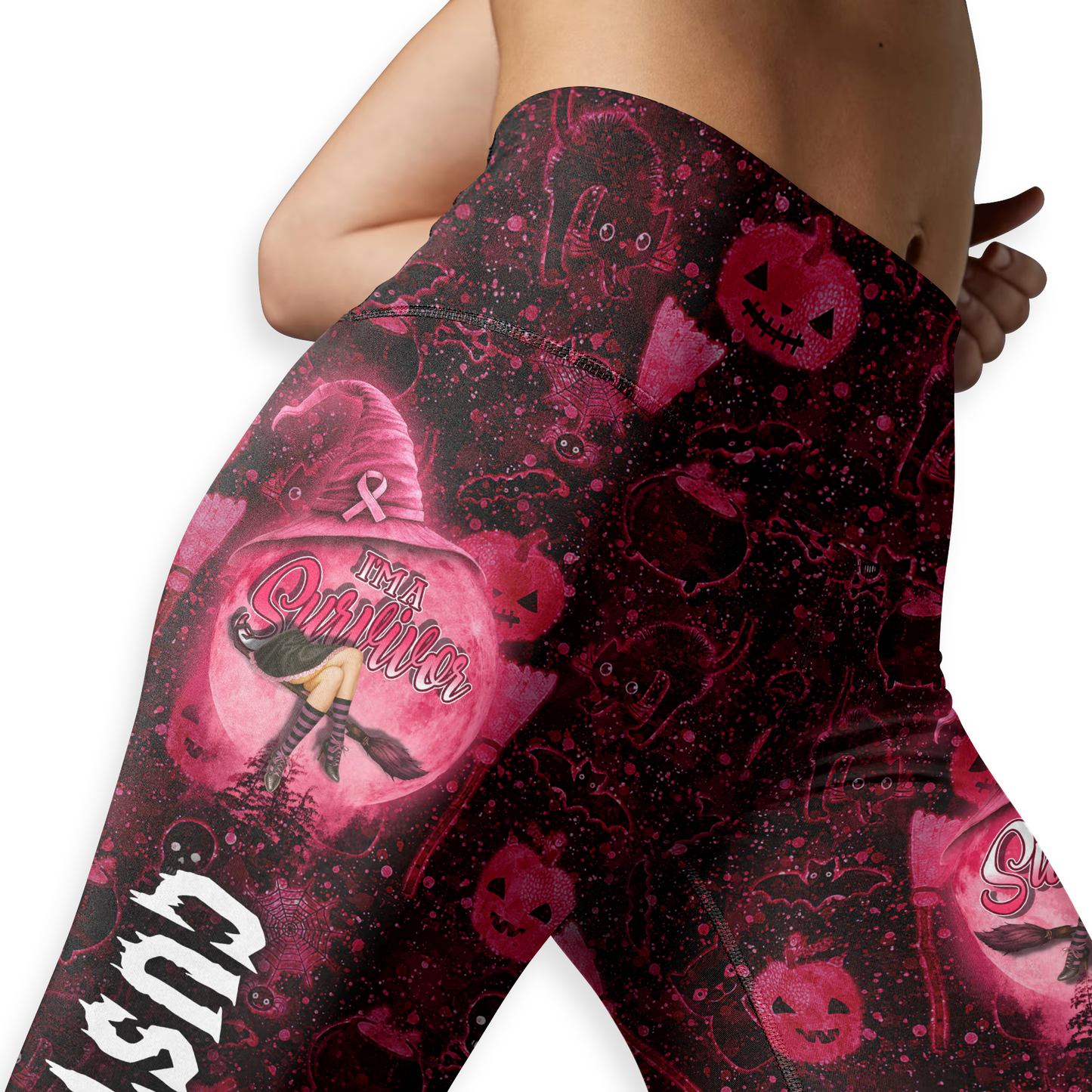 Personalized Breast Cancer Survivor Witch Leggings and Hollow Tank Set, Custom Choo