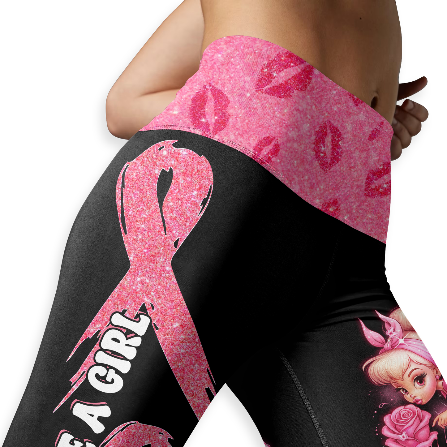 Pink Fairy Fight Like a Girl - Combo Legging Breast Cancer Awareness