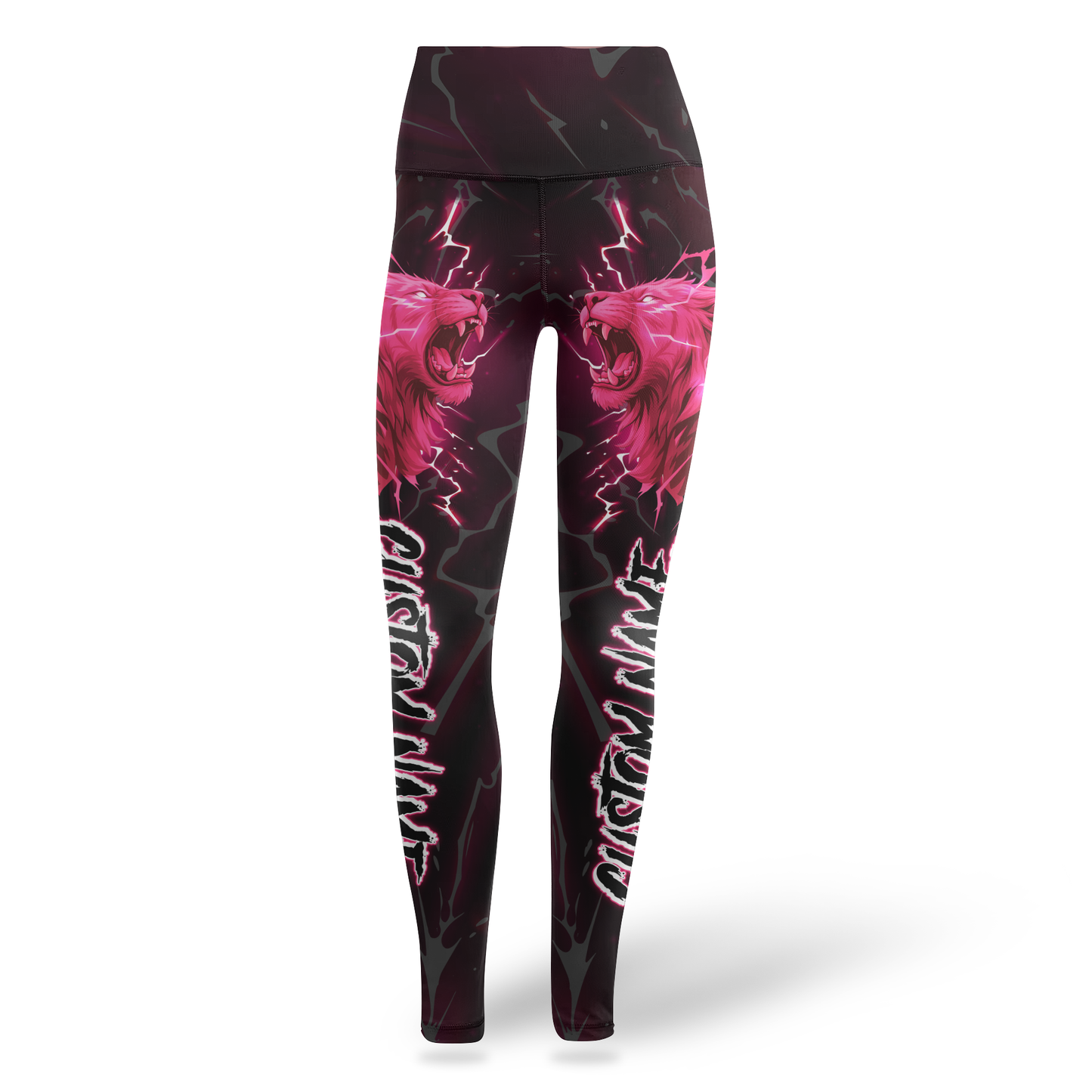 Breast Cancer Awareness Fierce Pink Lion & Lightning Leggings and Tank Outfit