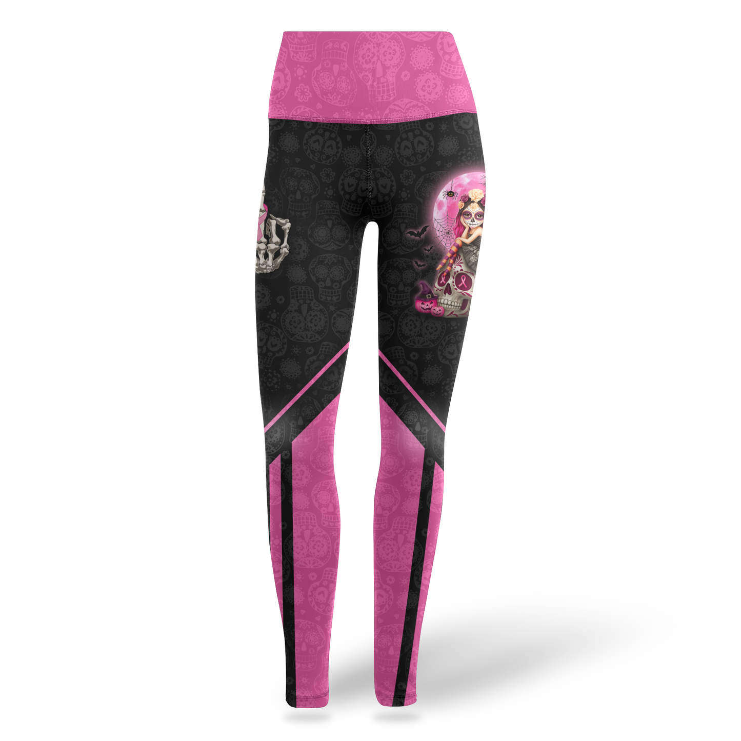 Personalized Sugar Skull Fight Like A Girl - Combo Legging Breast Cancer Awareness