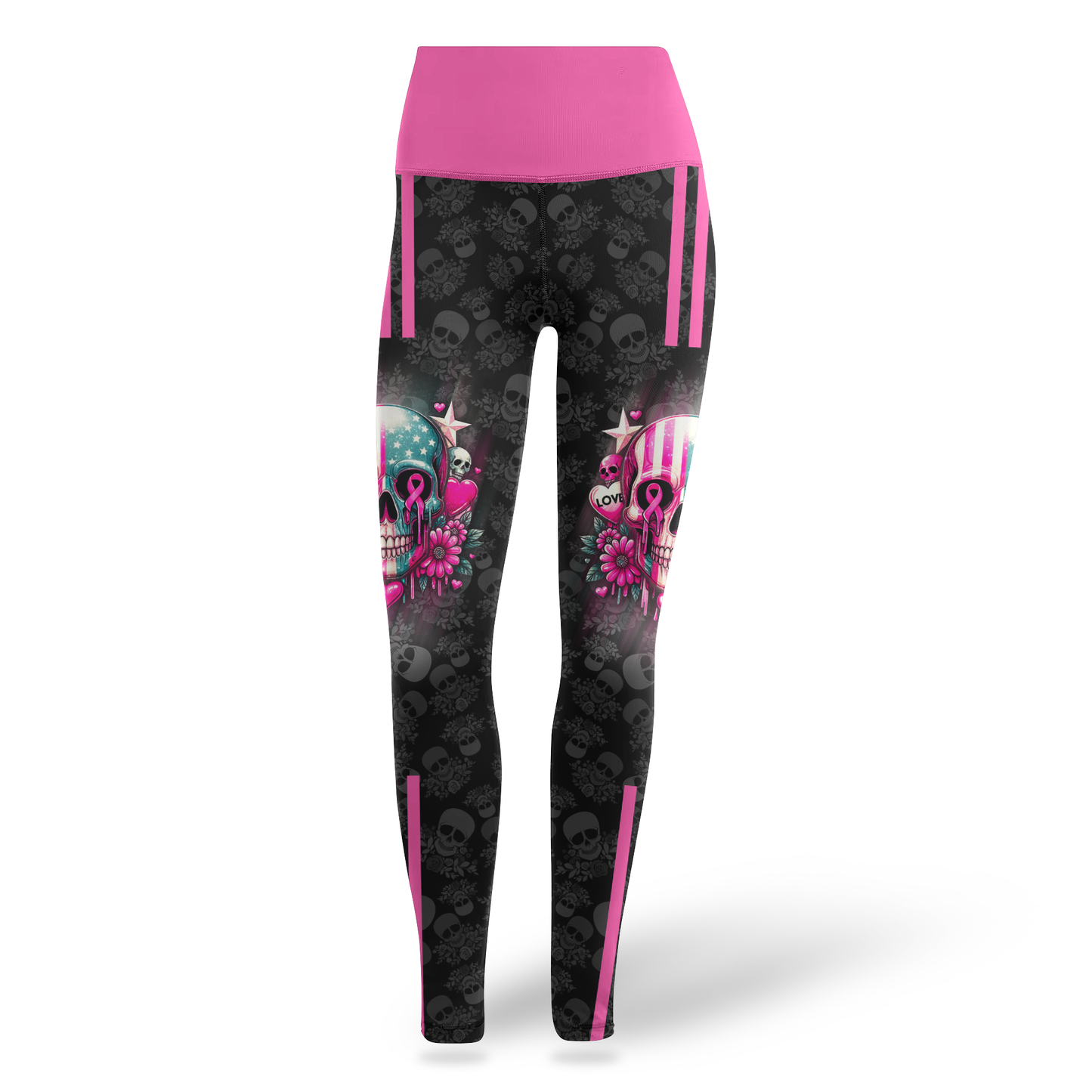 Personalized Breast Cancer Sugar Skull - Combo Legging Tanktop Breast Cancer Awareness
