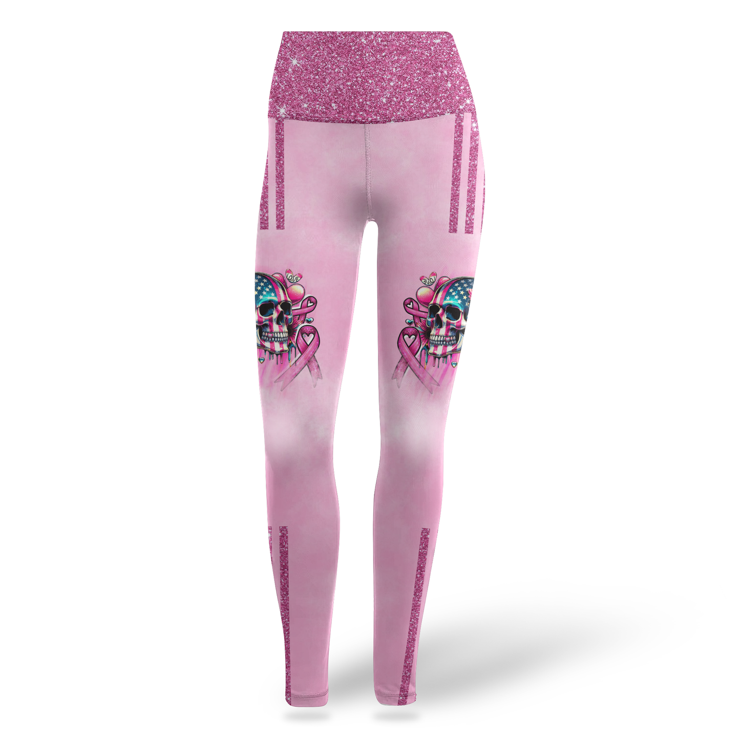 Fight Like A Girl, Breast Cancer Skull - Combo Legging Breast Cancer Awareness, Custom Choo